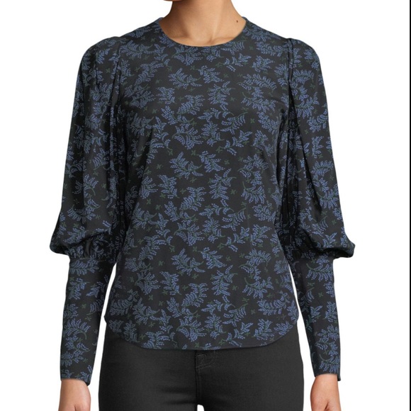 Veronica Beard Tops - Veronica Beard Clark Puff Sleeve Top in Black/Blue Size 0 XS.